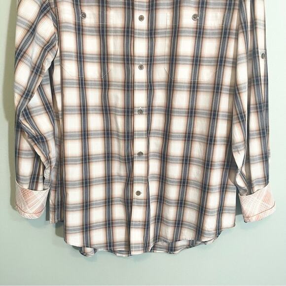 Joseph Abboud Cotton Plaid Collared Long Sleeve Button Down Shirt Brown XL - Picture 12 of 13